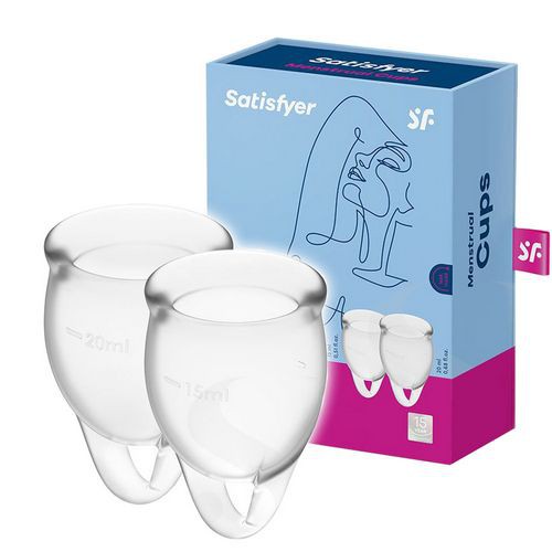 Miniaturka artykułu - #0 Satisfyer Feel Confident zestaw kubeczk&oacute;w menstruacyjnych 15ml + 20ml Transparent
