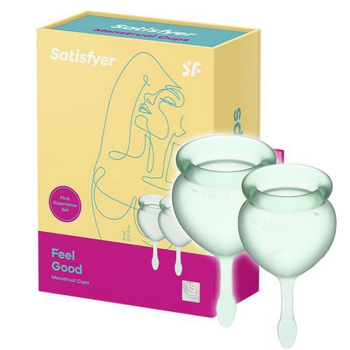 Miniaturka artykułu - #1 Satisfyer Feel Good Mentrual zestaw kubeczk&oacute;w menstruacyjnych 15ml + 20ml Light Green