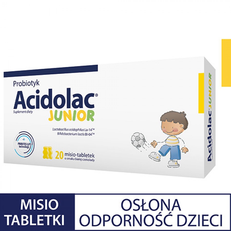 Miniaturka artykułu - #0 Acidolac Junior o smaku białej czekolady, 20 tabletek