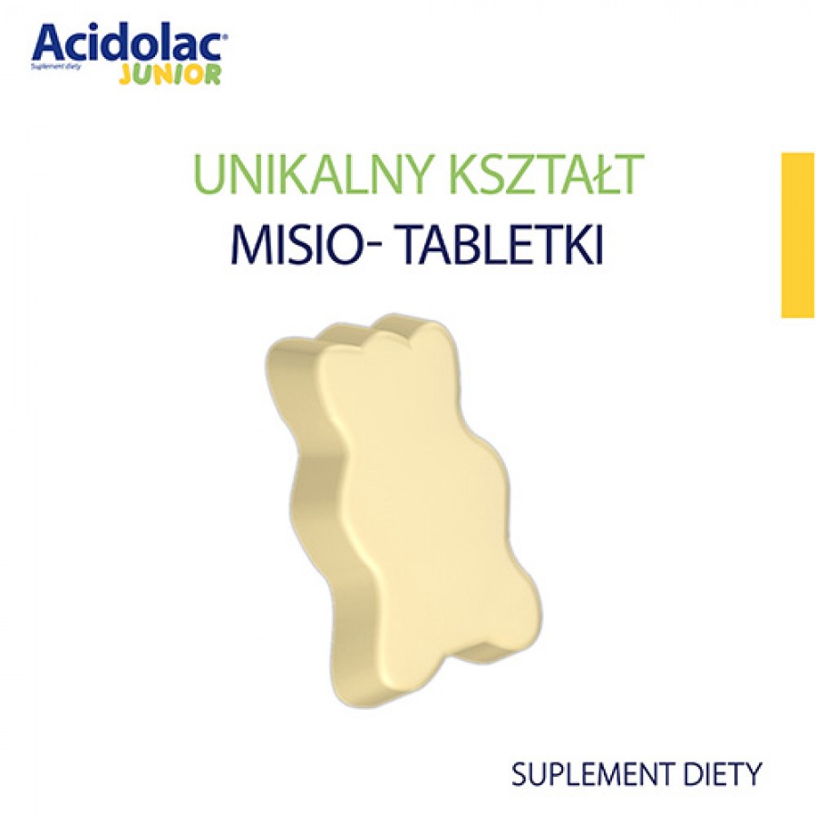 Zdjęcie produktu - 2 Acidolac Junior o smaku białej czekolady, 20 tabletek