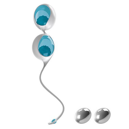 Miniaturka artykułu - #1 OVO L1 Love Balls White Light Blue Kulki gejszy do ćwiczenia mięśni kegla 