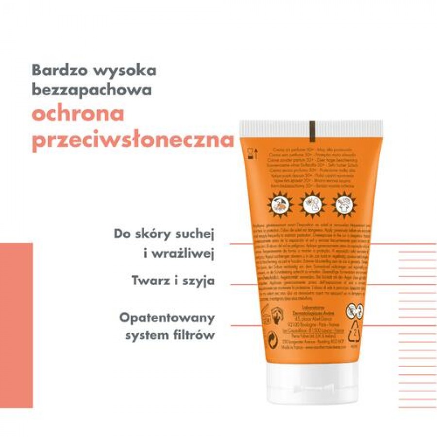 Zdjęcie produktu - 2 AVENE Krem bez zapachu SPF50+ Bardzo wysoka ochrona przeciwsłoneczna, 50ml
