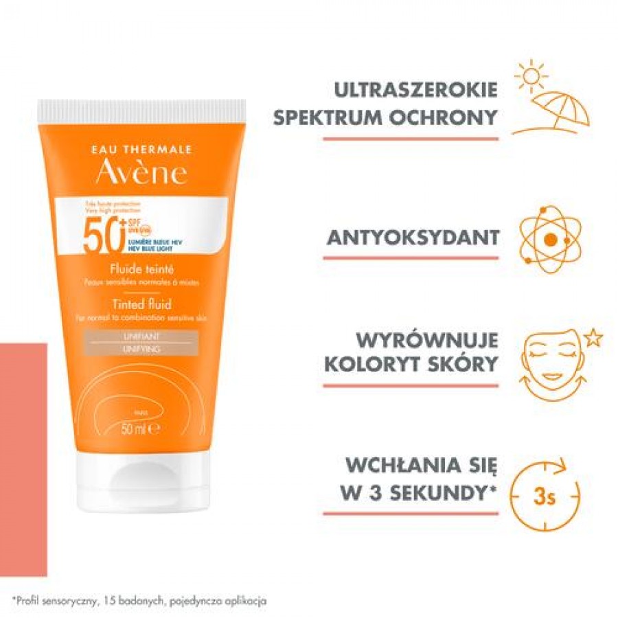 Miniaturka artykułu - #1 AVENE Fluid koloryzujący SPF50+ Bardzo wysoka ochrona przeciwsłoneczna, 50ml