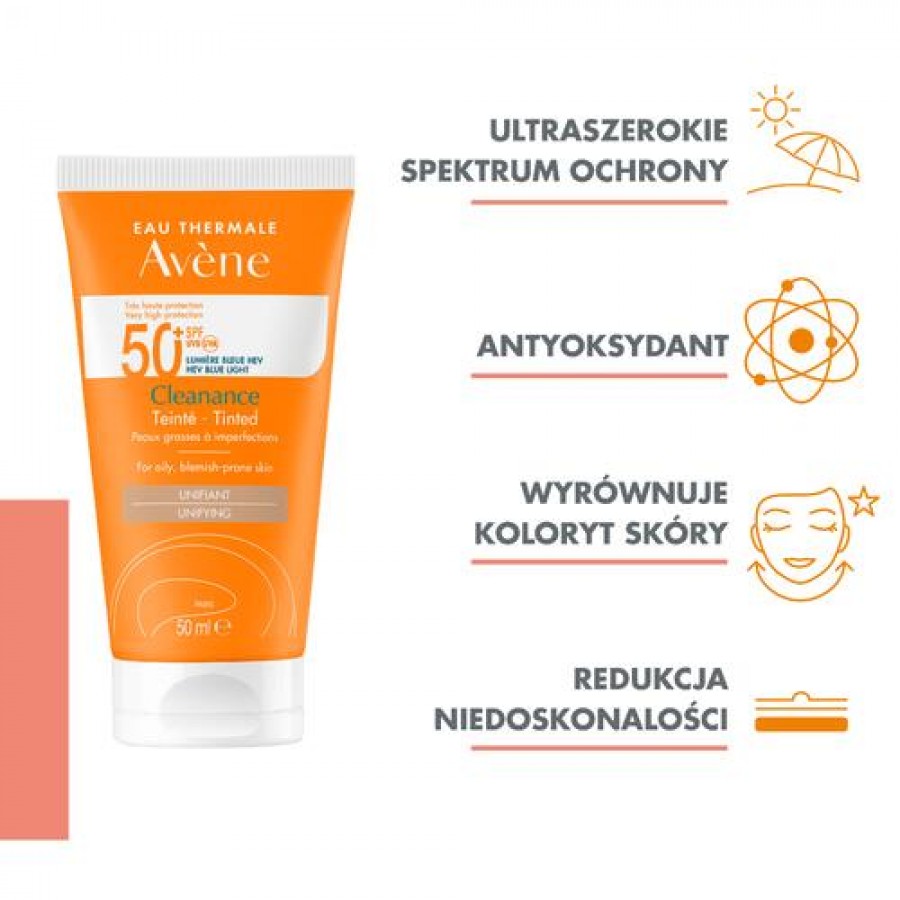 Zdjęcie produktu - 1 AVENE Cleanance koloryzujący SPF50+ Bardzo wysoka ochrona przeciwsłoneczna, 50ml