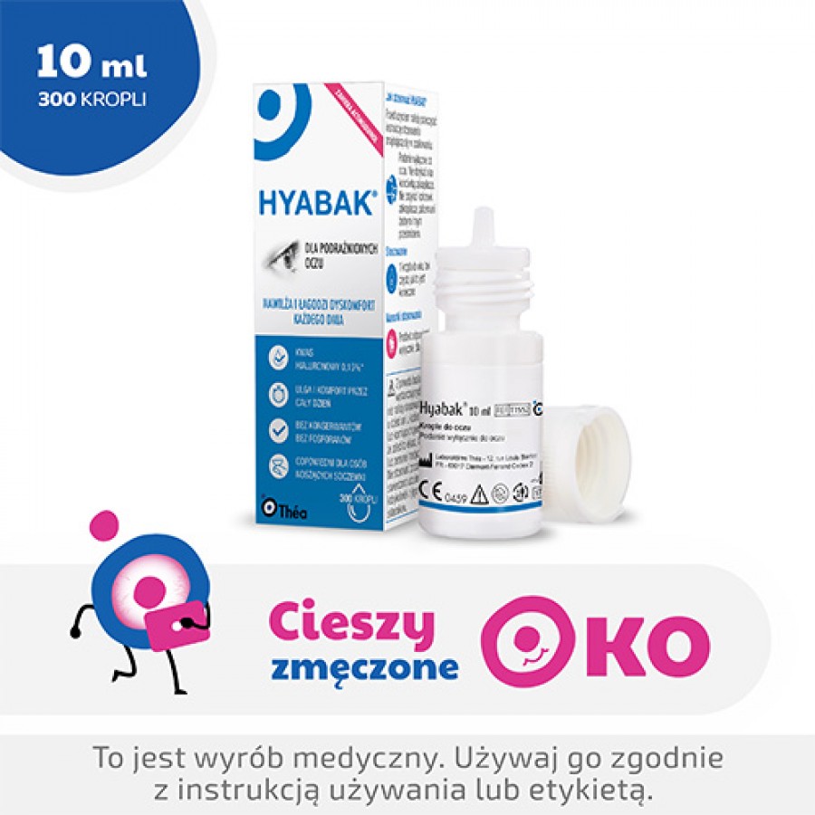 Miniaturka artykułu - #0 Hyabak Nawilżające krople dla podrażnionych oczu, 10 ml