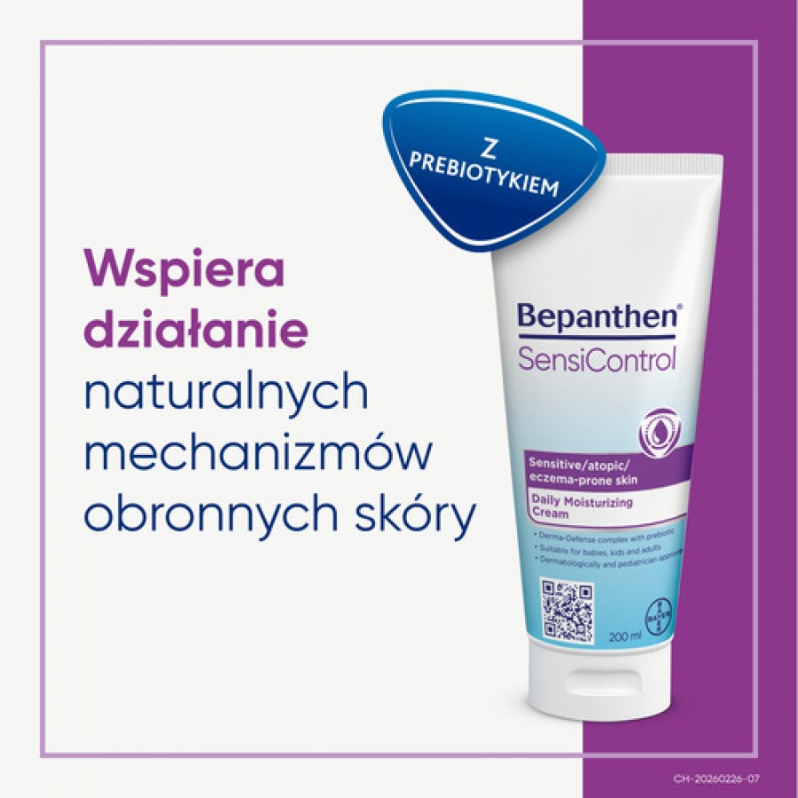 Zdjęcie produktu - 5 Bepanthen SensiControl Krem nawilżający do sk&oacute;ry atopowej, 200ml