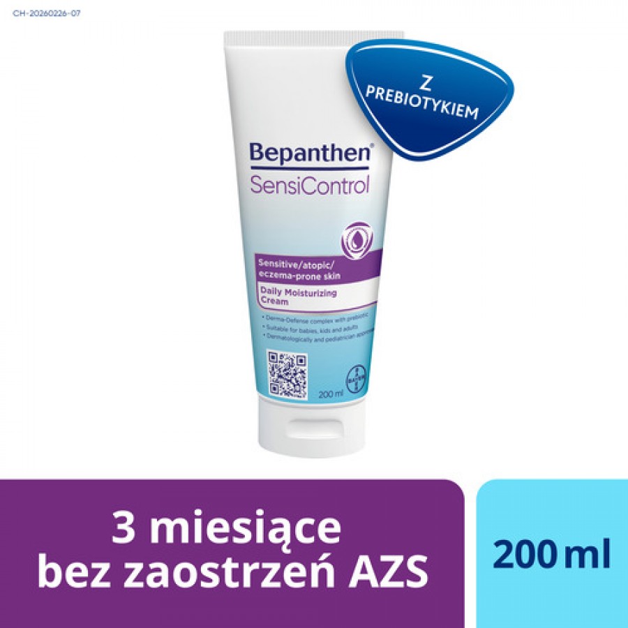 Zdjęcie produktu - 8 Bepanthen SensiControl Krem nawilżający do sk&oacute;ry atopowej, 200ml