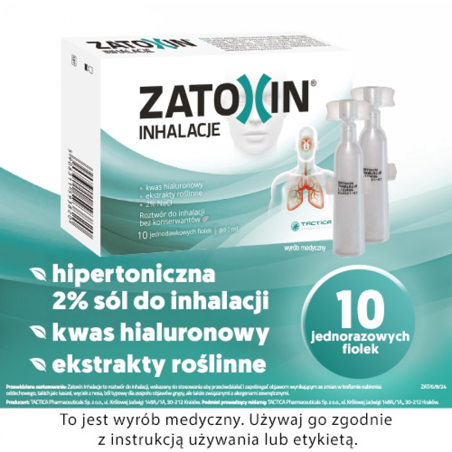 Miniaturka artykułu - #0 Zatoxin Inhalacje Roztw&oacute;r do inhalacji, 10 fiolek x 3ml