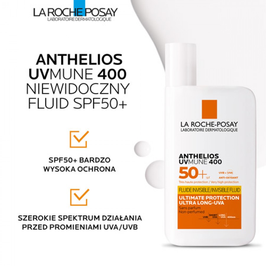 Zdjęcie produktu - 2 LA ROCHE-POSAY ANTHELIOS Invisible Fluid SPF 50+, 50 ml