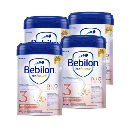 Zdjęcie produktu - 4 Zestaw Bebilon Profutura Duobiotik 3 Formuła na bazie mleka po 1. roku życia, 4 x 800 g
