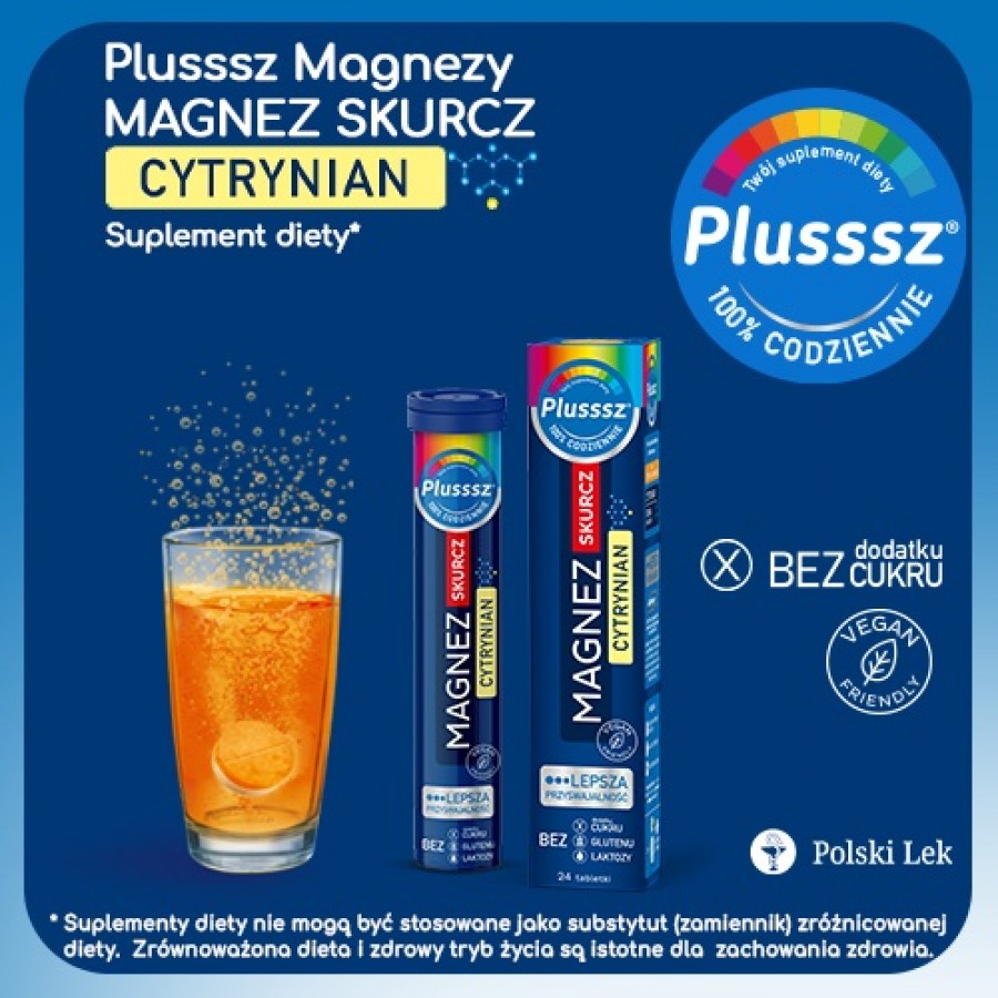 Miniaturka artykułu - #0 Plusssz Magnez Skurcz Cytrynian, 24 tab. mus.