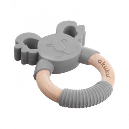 Miniaturka artykułu - #0 AKUKU Gryzak silikonowo-drewniany Koala A0138 szary	
