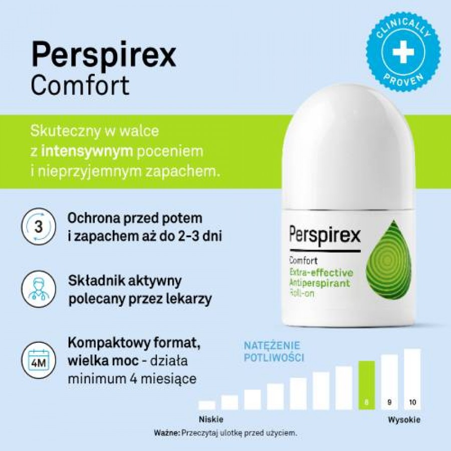 Miniaturka artykułu - #0 Perspirex Comfort Antyperspirant roll-on (kulka), 20 ml