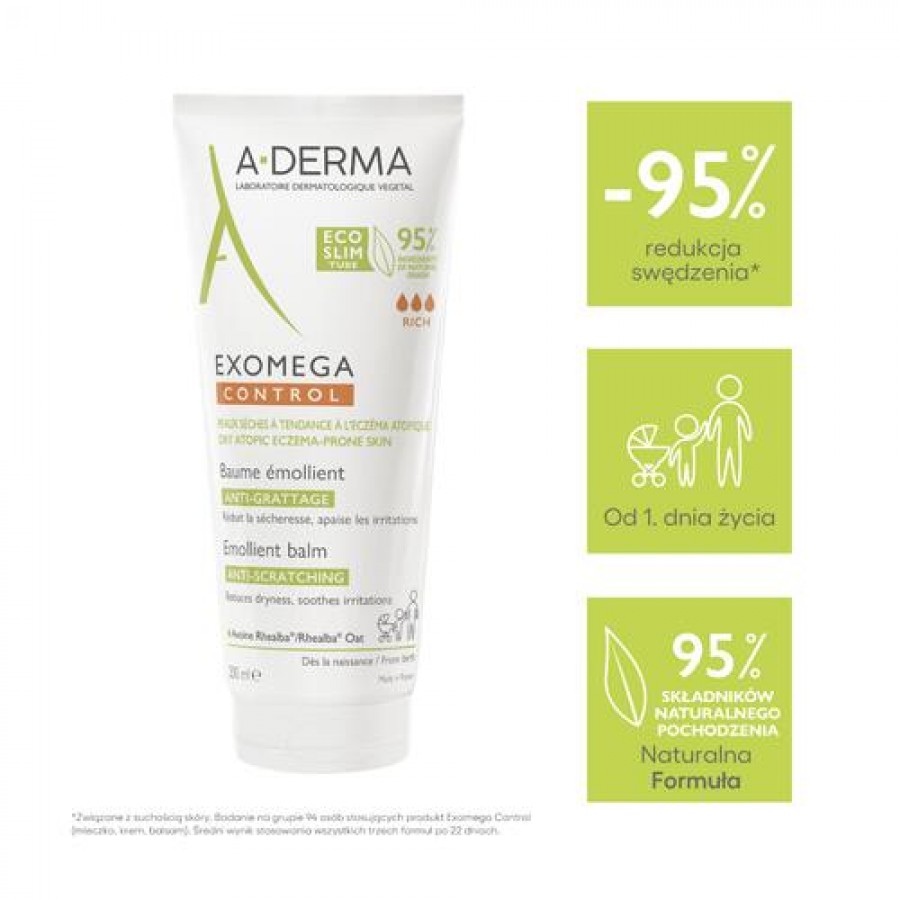 Miniaturka artykułu - #0 A-DERMA EXOMEGA CONTROL Balsam emolient - zmiękczający, 200ml
