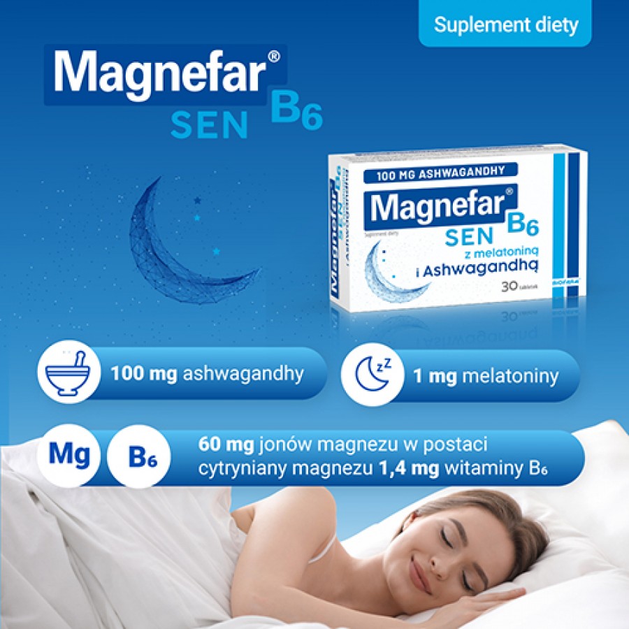 Zdjęcie produktu - 3 Magnefar B6 Sen, 30 tabletek