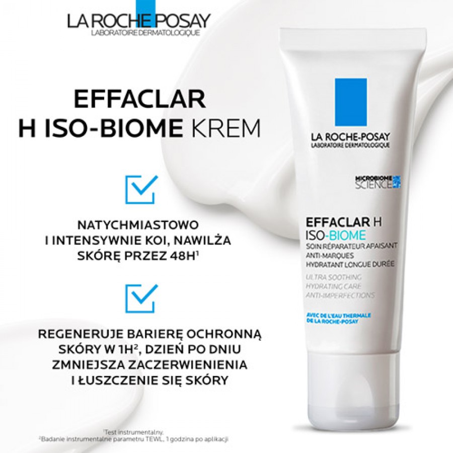 Miniaturka artykułu - #0 La Roche-Posay Effaclar H Iso-Biome Krem nawilżający, 40 ml