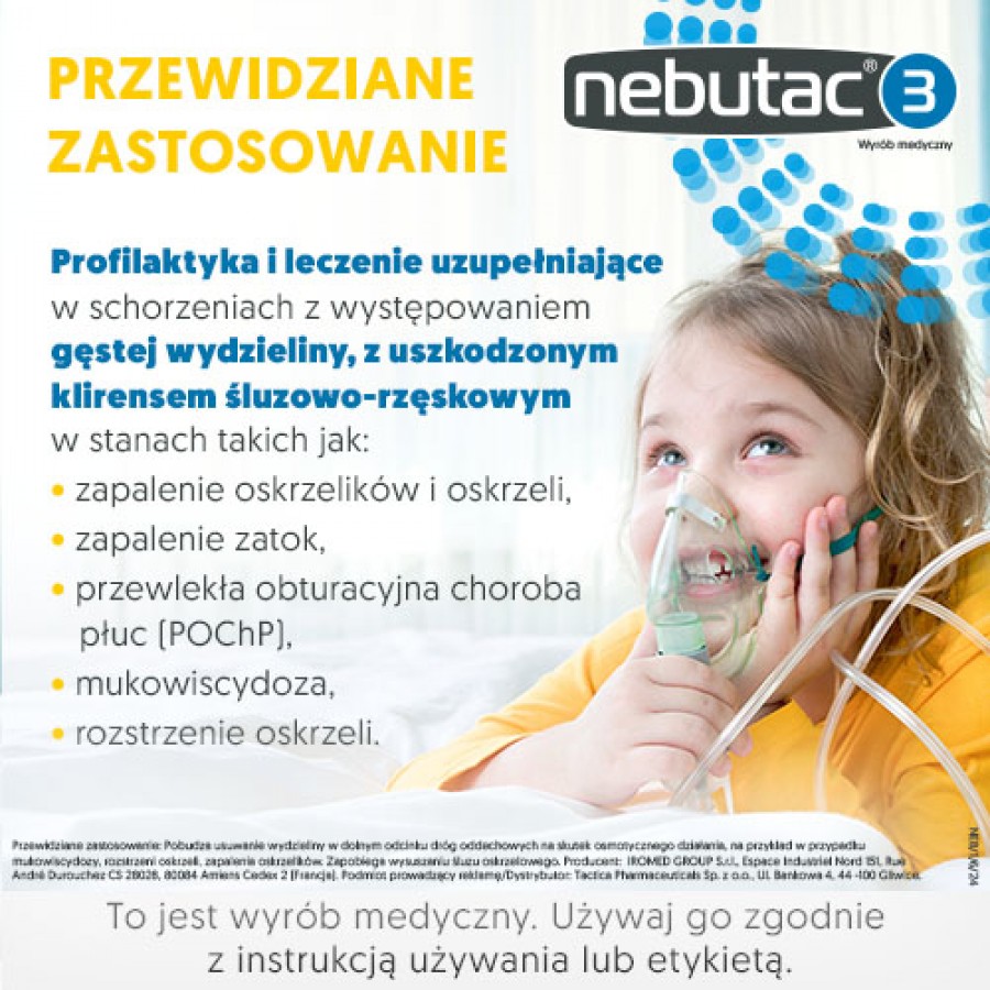 Zdjęcie produktu - 3 Nebutac 3 - hipertoniczny, 3% roztw&oacute;r NaCl do inhalacji, 30 ampułek