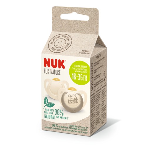 Miniaturka artykułu - #0 NUK FOR NATURE Smoczek uspokajający lateksowy 18-36m beżowy, 2 sztuki	