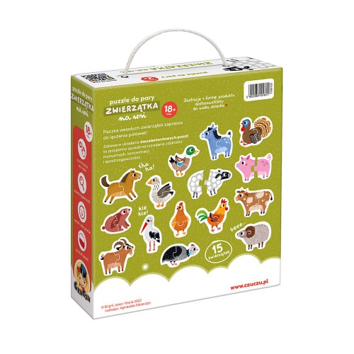 Miniaturka artykułu - #0 CzuCzu Puzzle do pary. Zwierzątka na wsi dla dzieci 18m+