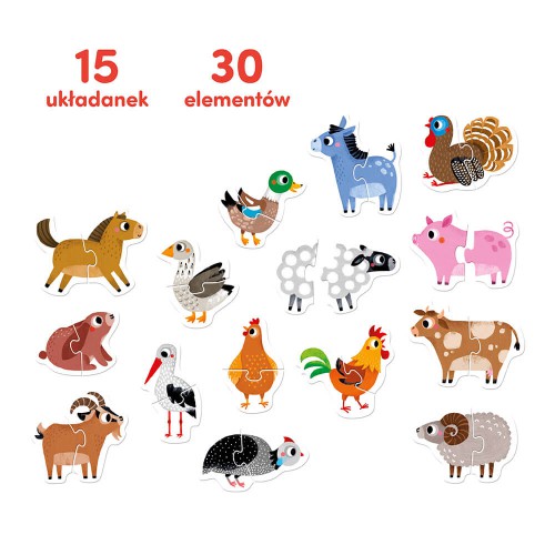 Zdjęcie produktu - 2 CzuCzu Puzzle do pary. Zwierzątka na wsi dla dzieci 18m+
