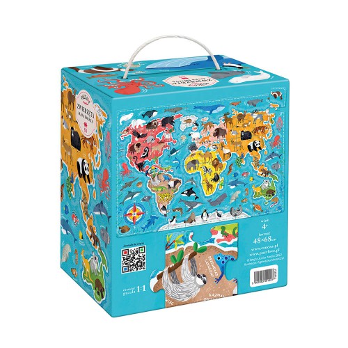 Miniaturka artykułu - #1 CzuCzu Puzzlove. Zwierzęta Mapa Świata. Puzzle 60 element&oacute;w dla dzieci 4+
