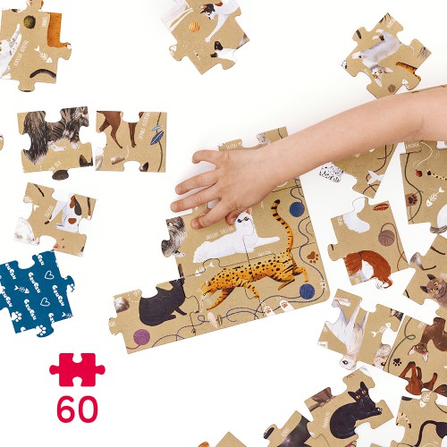 Miniaturka artykułu - #0 CzuCzu Puzzlove. Koty. Puzzle 60 element&oacute;w dla dzieci 4+