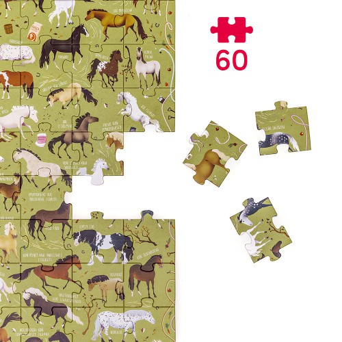 Miniaturka artykułu - #1 CzuCzu Puzzlove. Konie. Puzzle 60 element&oacute;w dla dzieci 4+