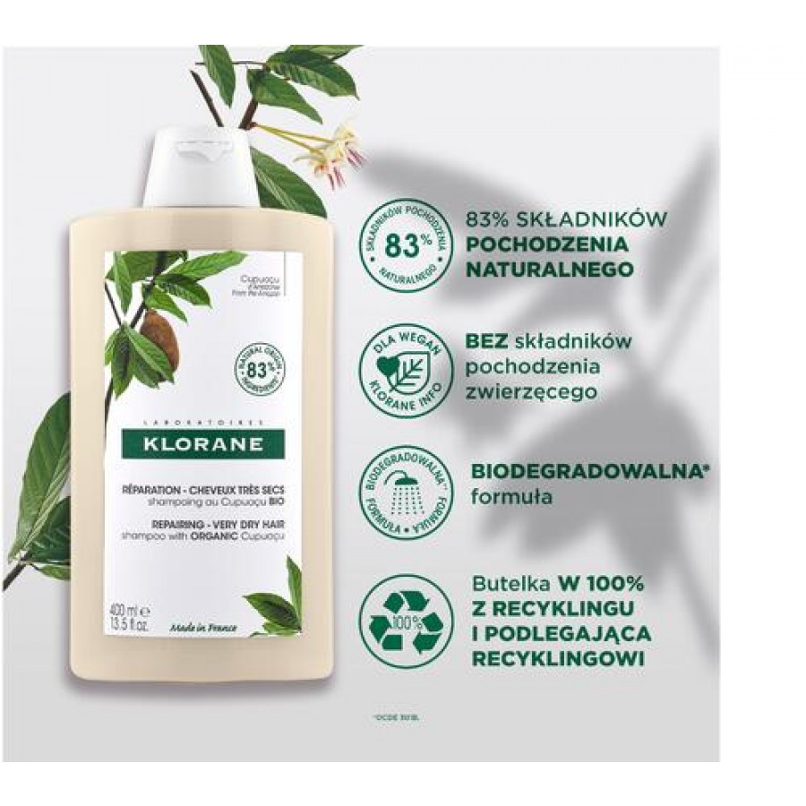 Miniaturka artykułu - #0 KLORANE Szampon z organicznym Cupuacu, 400ml