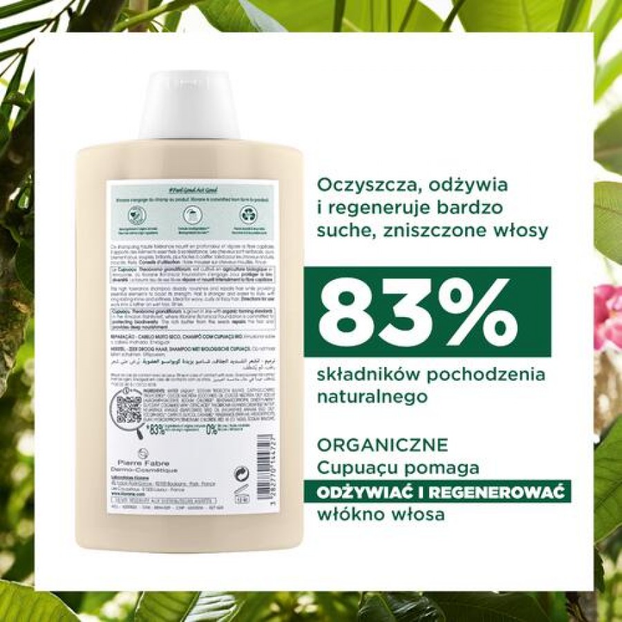 Miniaturka artykułu - #1 KLORANE Szampon z organicznym Cupuacu, 400ml