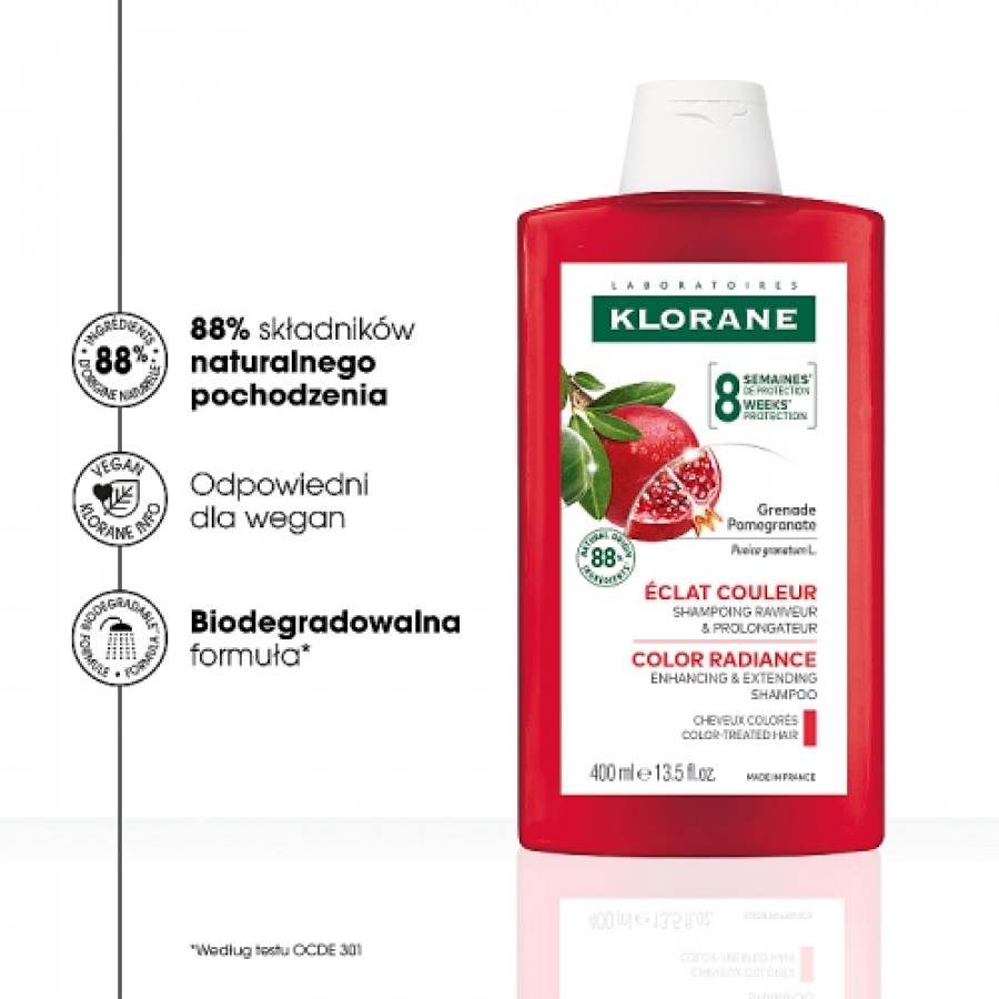 Miniaturka artykułu - #1 KLORANE Szampon z granatem, 400ml