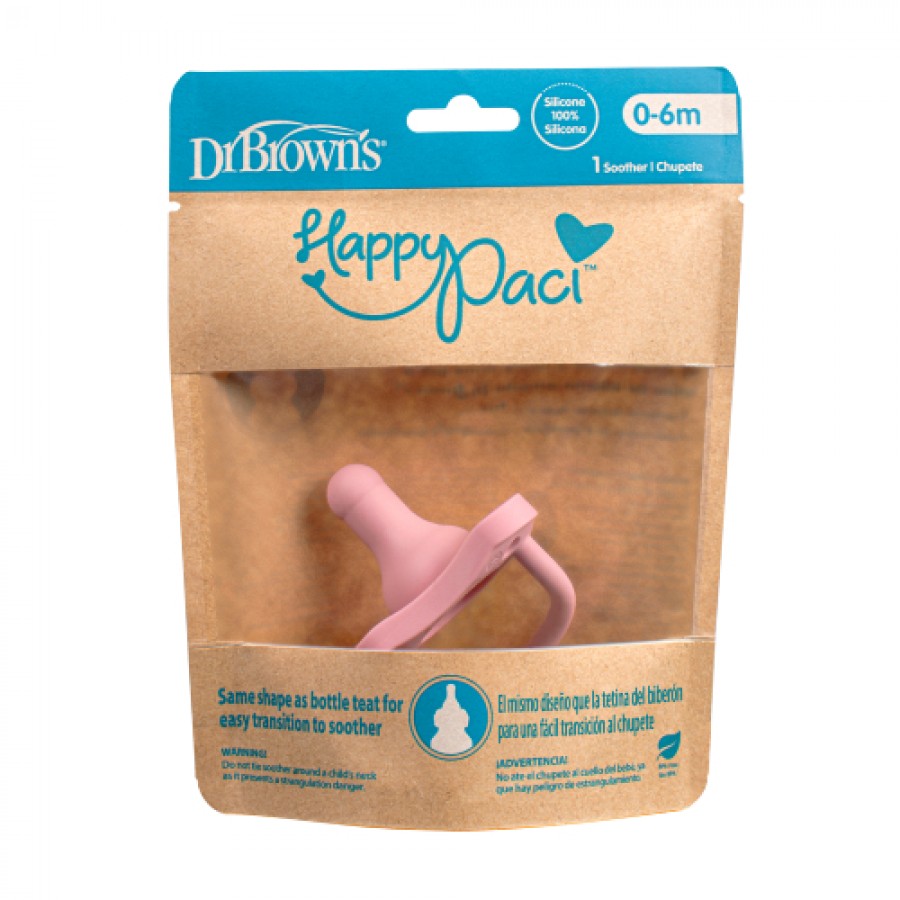 Miniaturka artykułu - #0 Dr Brown's Standard Smoczek silikonowy o kształcie butelki, r&oacute;żowy, 0-6m