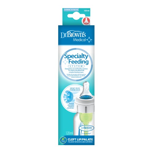 Miniaturka artykułu - #0 Dr Brown's Butelka z systemem do karmienia niemowląt z rozszczepem wargi lub podniebienia 0m+, 120ml
