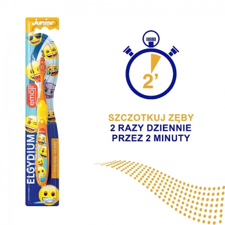 Miniaturka artykułu - #1 ELGYDIUM EMOJI JUNIOR szczoteczka do zęb&oacute;w dla dzieci w wieku 7-12 lat