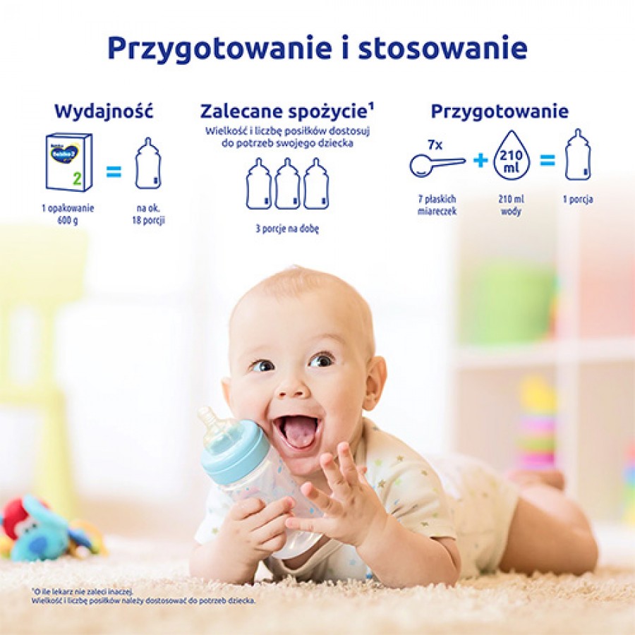 Zdjęcie produktu - 2 Bebiko 2 NUTRIflor Expert Mleko następne dla niemowląt powyżej 6. miesiąca życia, 600g