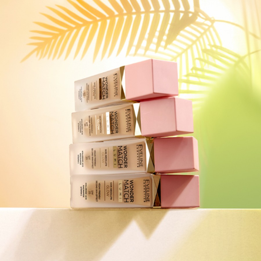 Zdjęcie produktu - 2 EVELINE Wonder Match Lumi Podkład rozświetlający 20 Nude Warm 30 ml