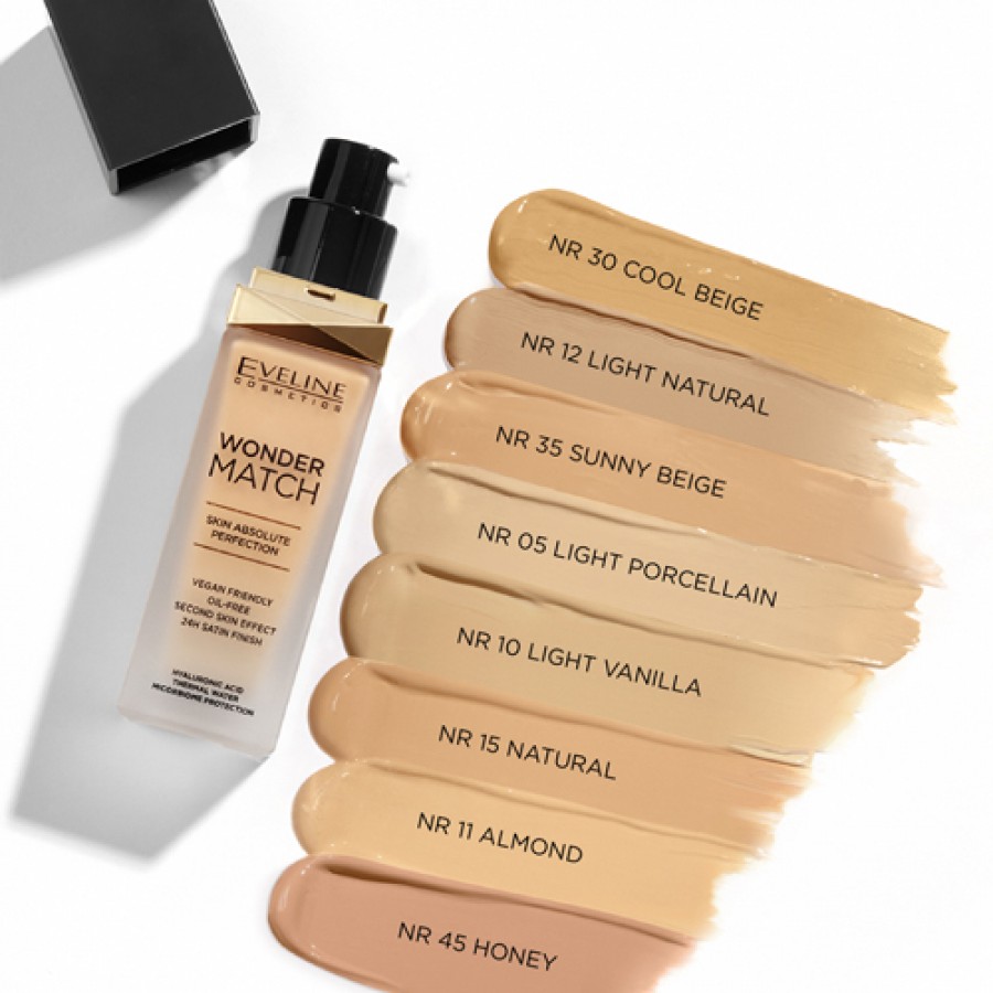 Miniaturka artykułu - #0 EVELINE Podkład Wonder Match 10 Light Vanilla, 30ml
