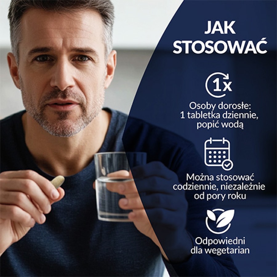 Zdjęcie produktu - 4 Vigor Multiwitamina ON 50+ zestaw witamin i minerał&oacute;w z żeń-szeniem i reishi, 60 tabl.
