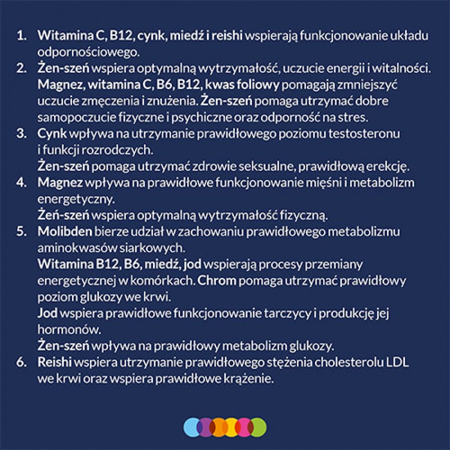 Zdjęcie produktu - 6 Vigor Multiwitamina ON 50+ zestaw witamin i minerał&oacute;w z żeń-szeniem i reishi, 60 tabl.