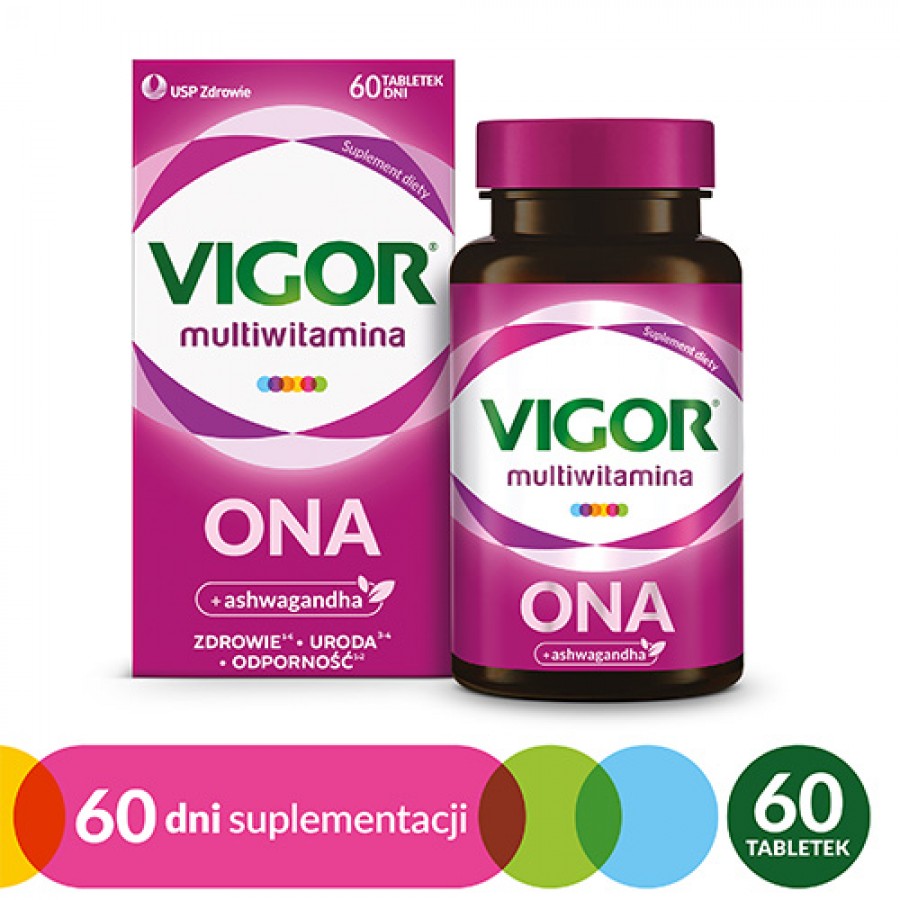 Miniaturka artykułu - #1 VIGOR Multiwitamina ONA, 60 tabl. - zestaw witamin i minerał&oacute;w z ashwagandhą
