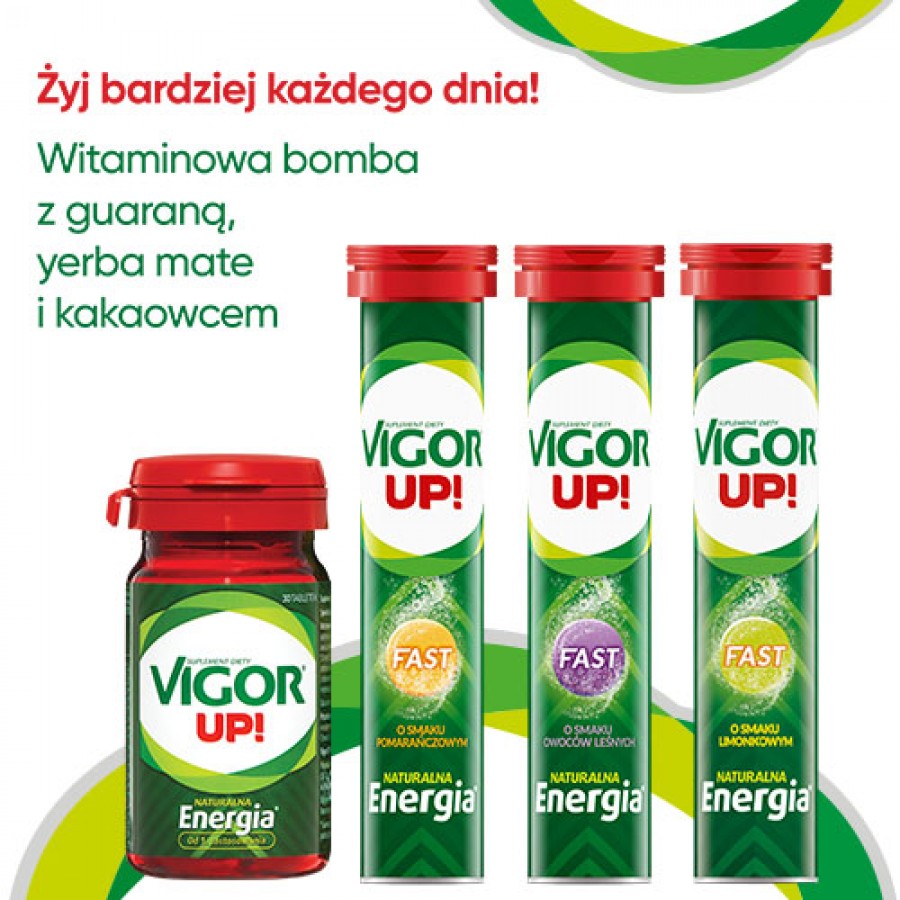Zdjęcie produktu - 3 VIGOR UP! Fast o smaku limonkowym, 20tabl. mus.