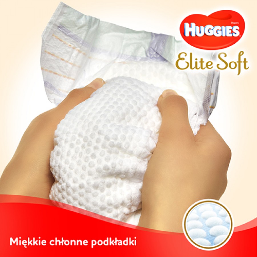 Miniaturka artykułu - #1 HUGGIES Pieluchy Elite Soft rozmiar 4 (8-14 kg), 33szt.