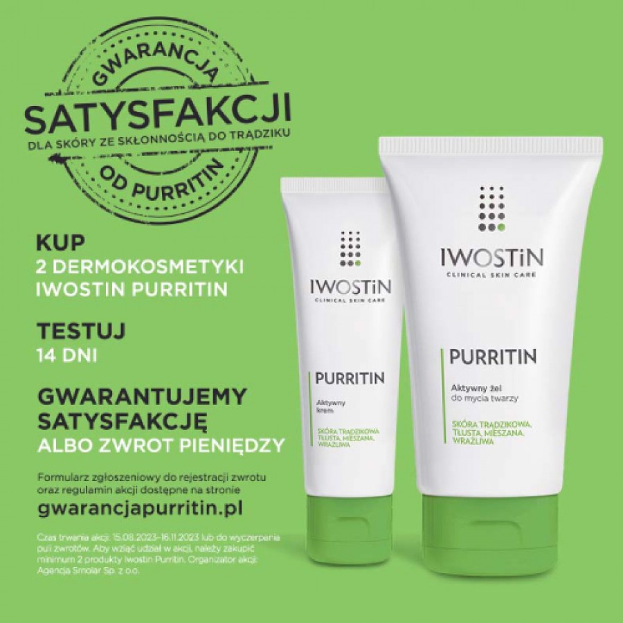 Miniaturka artykułu - #0 Zestaw 2x Iwostin Purritin Aktywny żel do mycia twarzy, 300ml