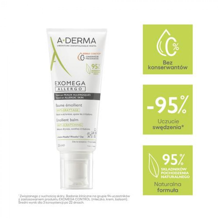 Miniaturka artykułu - #1 A-DERMA Exomega Allergo Balsam, 200ml