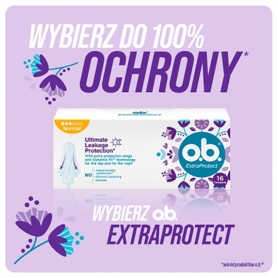 Miniaturka artykułu - #0 O.B ExtraProtect Tampony Normal, 16szt