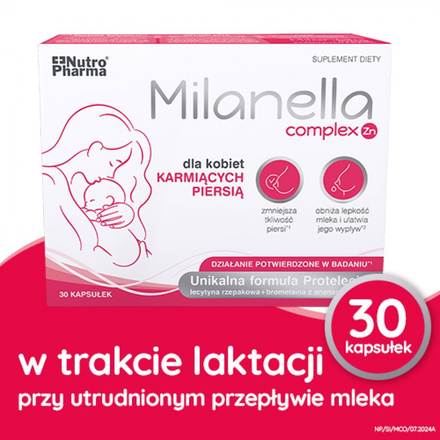 Miniaturka artykułu - #0 Milanella Complex Zn, 30 kaps. - formuła dla kobiet karmiących piersią