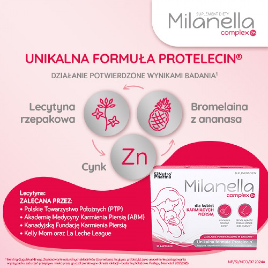 Zdjęcie produktu - 2 Milanella Complex Zn, 30 kaps. - formuła dla kobiet karmiących piersią