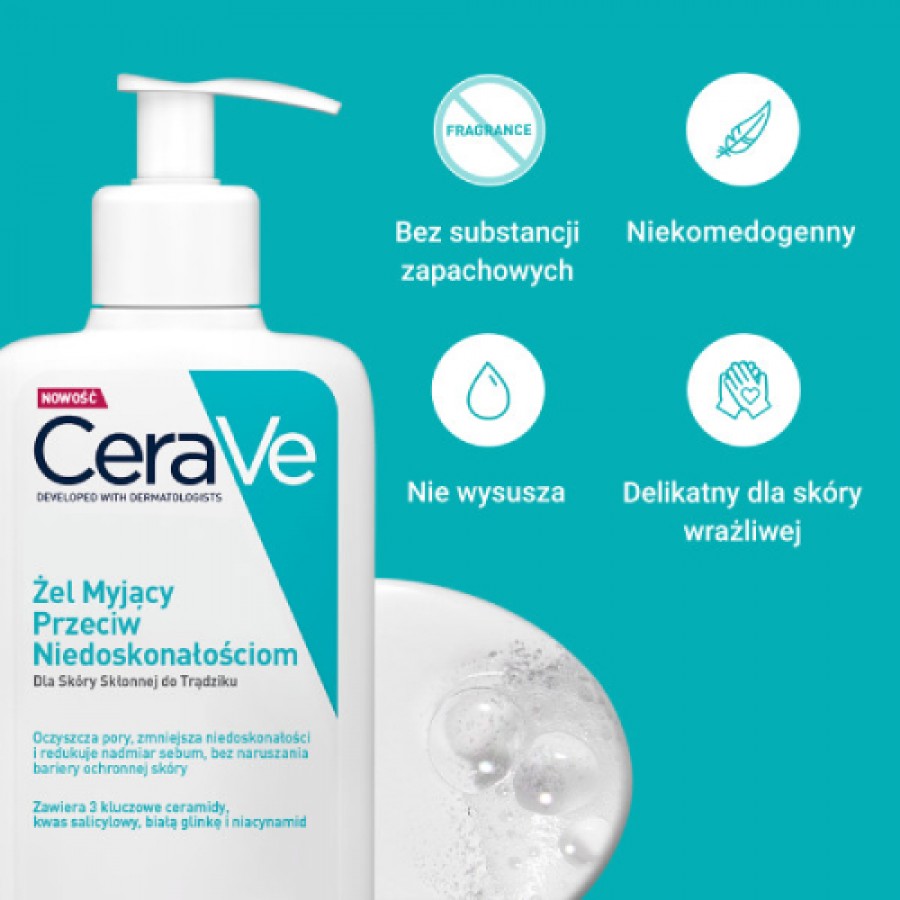 Zdjęcie produktu - 3 CeraVe Żel myjący przeciw niedoskonałościom, 236 ml