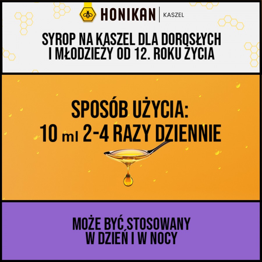 Miniaturka artykułu - #1 HONIKAN KASZEL Syrop na kaszel suchy i mokry, 230g