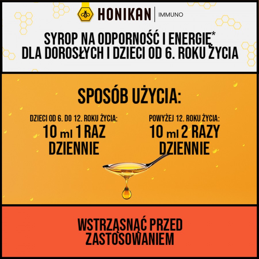 Miniaturka artykułu - #1 HONIKAN IMMUNO Na odporność i energię Syrop, 120ml