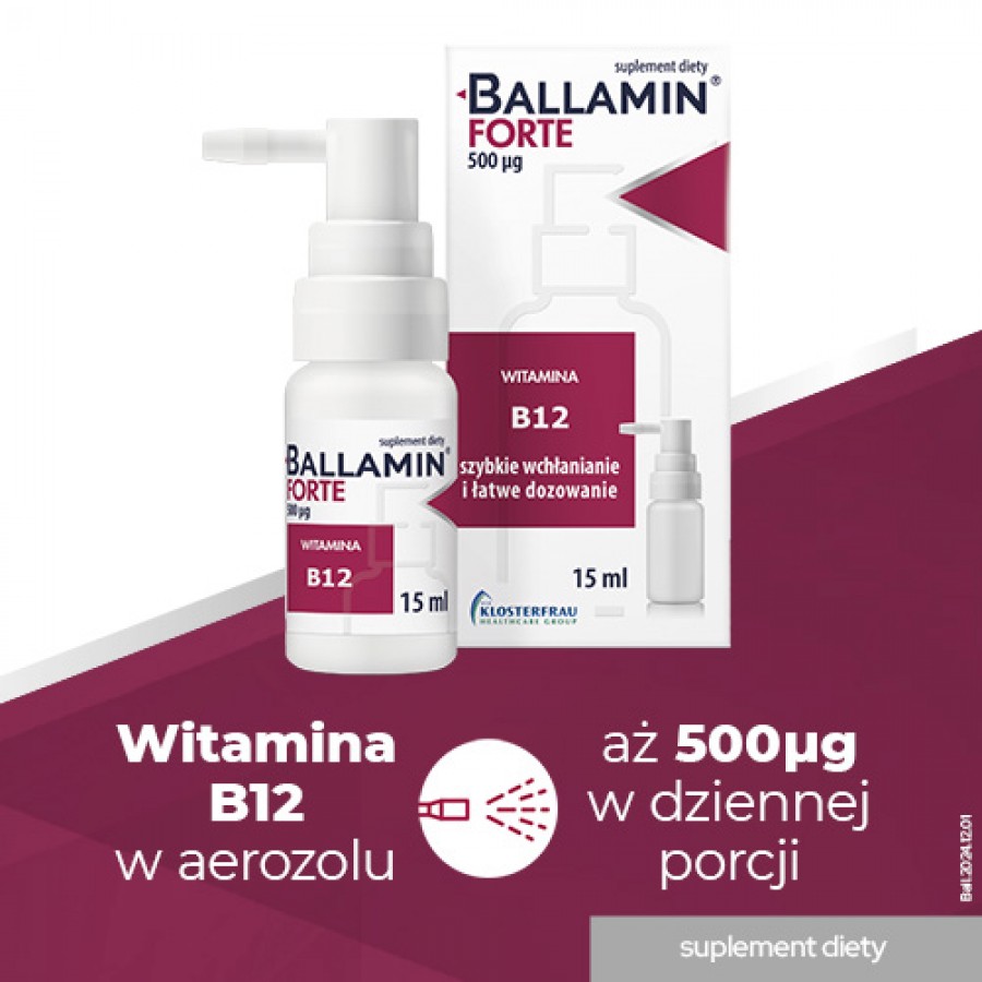Miniaturka artykułu - #0 BALLAMIN FORTE Witamina B12 500&micro;g, 15ml